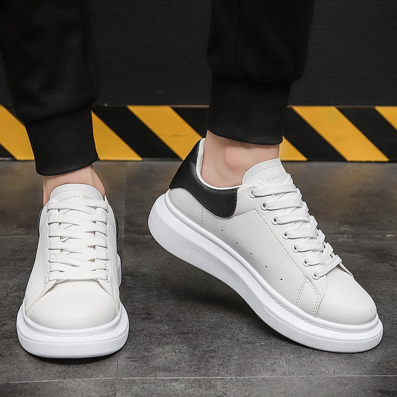Men's Urban Leather-Look Trainers – Lightweight Platform Sole