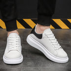 Men's Urban Leather-Look Trainers – Lightweight Platform Sole