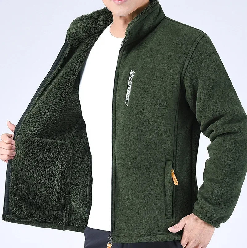 Men's Thick Polar Fleece Jacket – Full-Zip Winter Layer