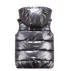 Men's Glossy Cotton Puffer Gilet – Hooded Sleeveless Winter Layer