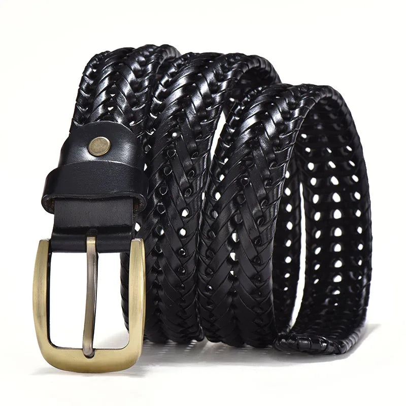 Men's Woven leather-look Belt – Braided Vintage Accessory