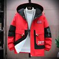 Men's Plush-Lined Hooded Winter Jacket – Windproof Colour-Block Insulated