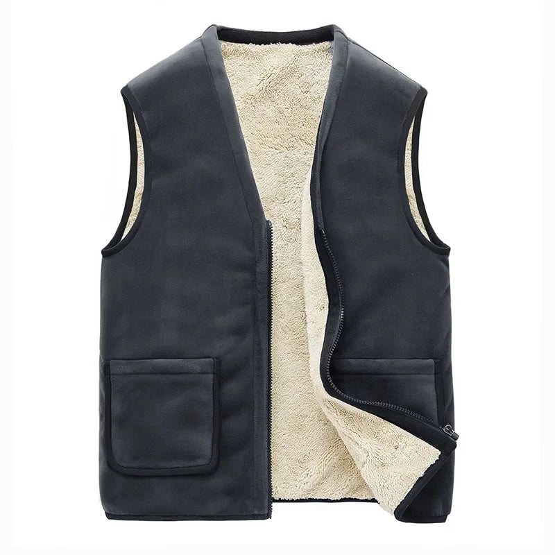 Men's Fleece-Lined Winter Vest – Warm Sleeveless Zip-Up Layer