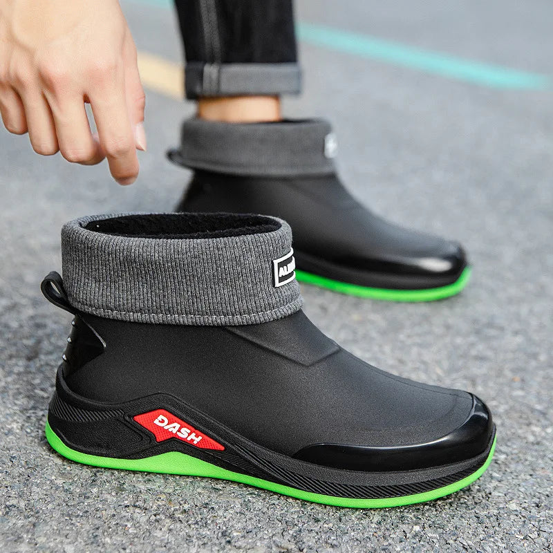 Men's Waterproof Winter Rain Boots – Cotton-Lined Anti-Slip Outdoor Shoes