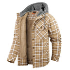 Men's Hooded Fleece-Lined Plaid Shirt Jacket