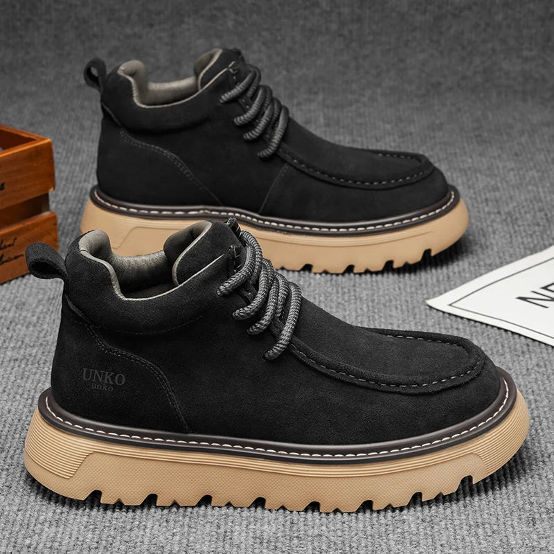 Men's suede-look Lace-Up Ankle Boots – Retro Casual Boots