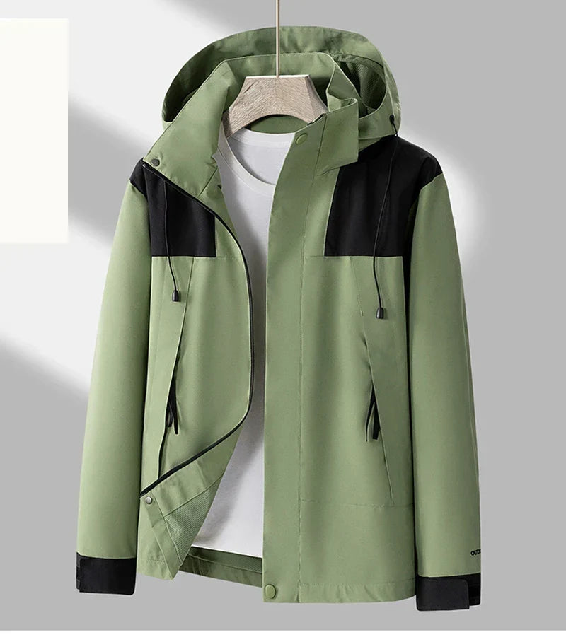 Men's Hooded Outdoor Jacket – Wind-Resistant Zip-Up Coat