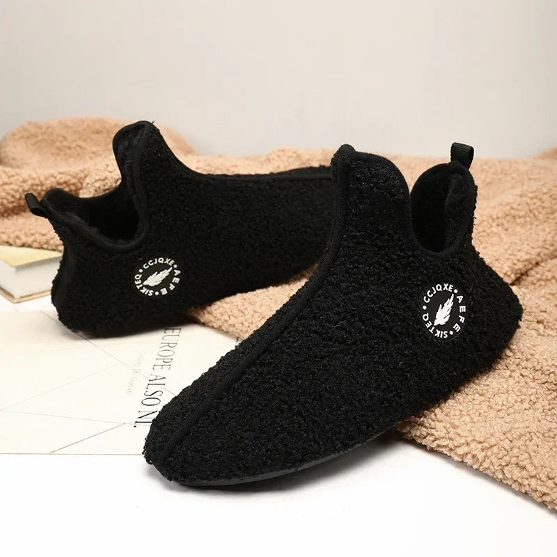 Men's Soft Cotton-Lined Winter Slippers – Warm Non-Slip Indoor House Shoes