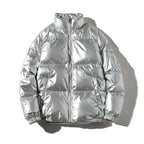 Men's Metallic Hooded Puffer Jacket – Windproof Waterproof Winter Layer
