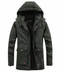 Men's Fleece-Lined Hooded Winter Parka – Windproof Utility Jacket
