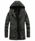 Men's Fleece-Lined Hooded Winter Parka – Windproof Utility Jacket