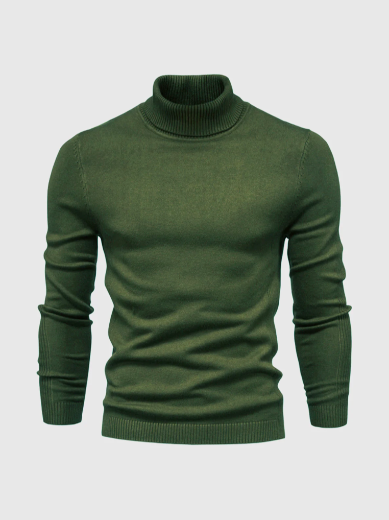 Men's Fine-Knit Turtleneck Sweater – Soft Slim-Fit Long-Sleeve Knitwear