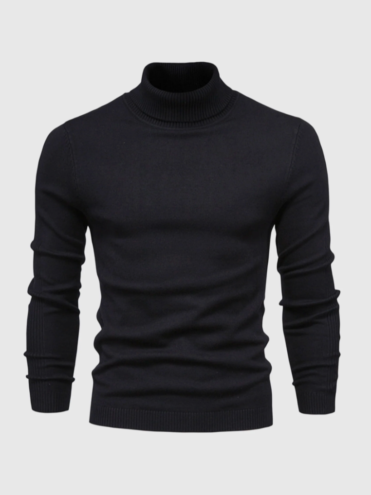 Men's Fine-Knit Turtleneck Sweater – Soft Slim-Fit Long-Sleeve Knitwear