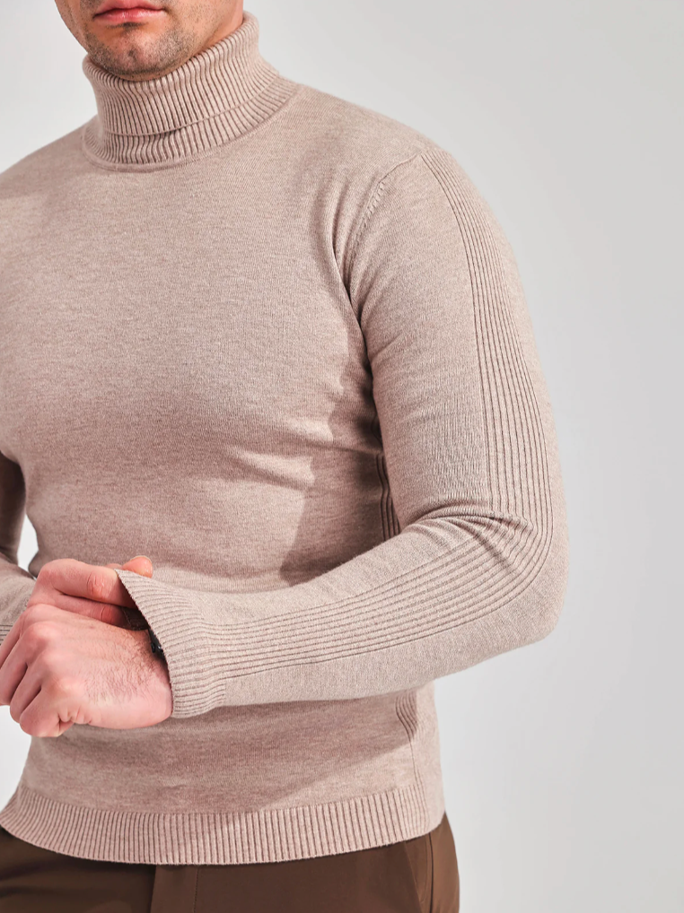 Men's Fine-Knit Turtleneck Sweater – Soft Slim-Fit Long-Sleeve Knitwear