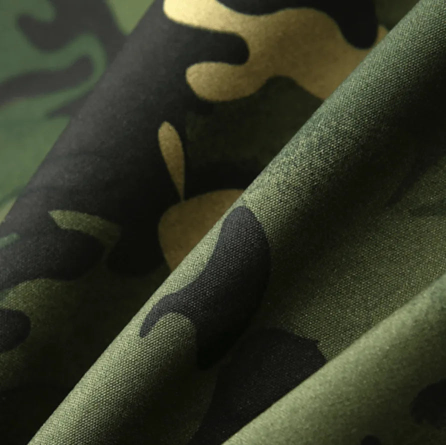 Men's Hooded Parka with Camouflage Pattern