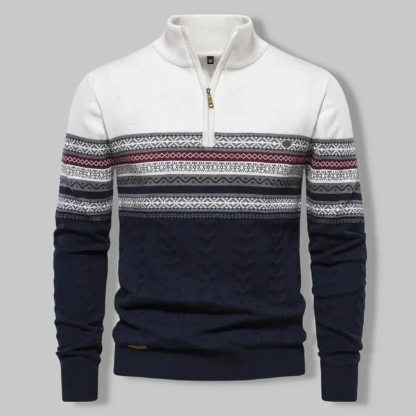 Men's Nordic Two-Tone Cable Quarter-Zip Jumper