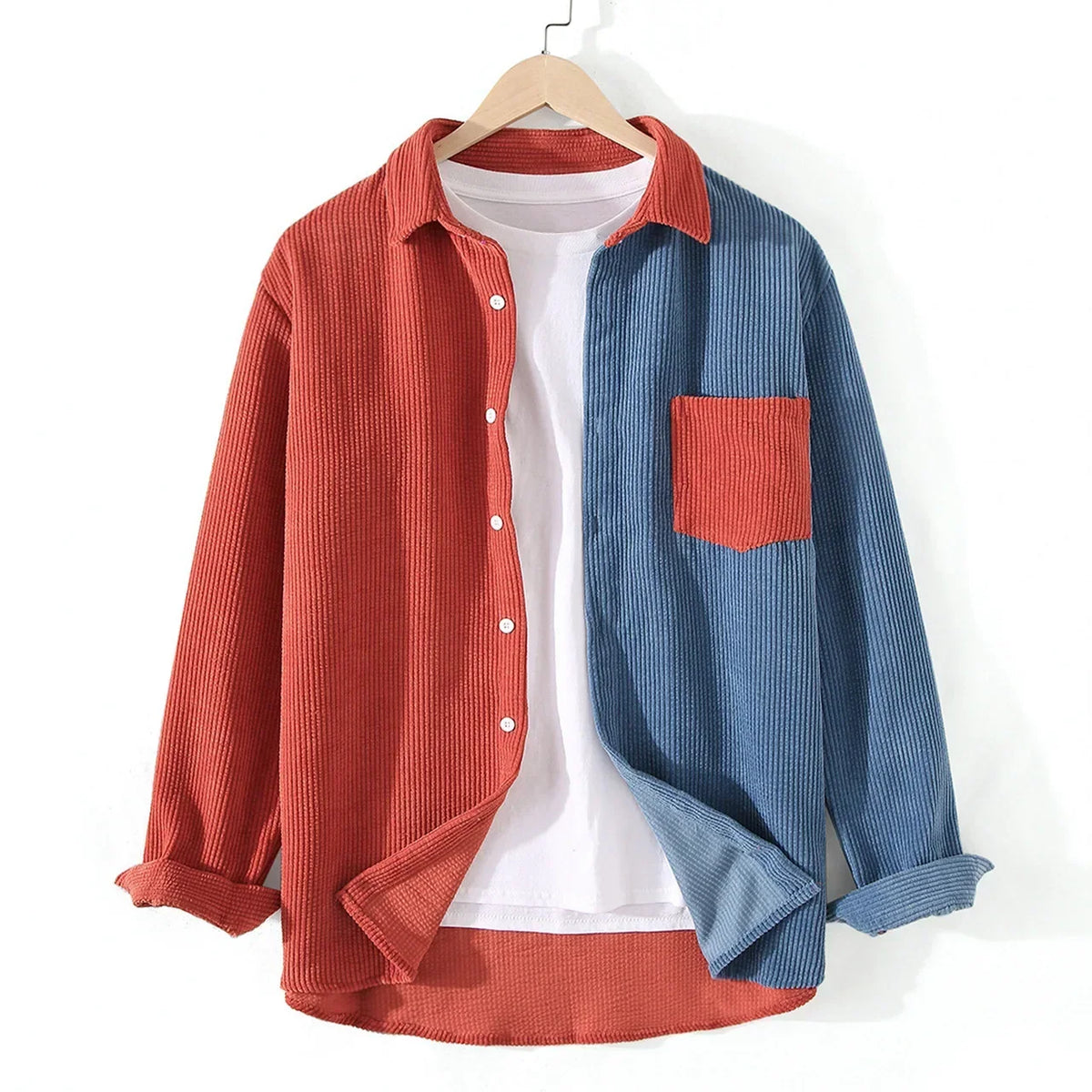 Men's Relaxed Corduroy Shirt with Chest Pocket