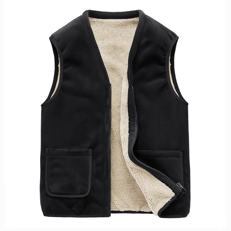 Men's Fleece-Lined Winter Vest – Warm Sleeveless Zip-Up Layer