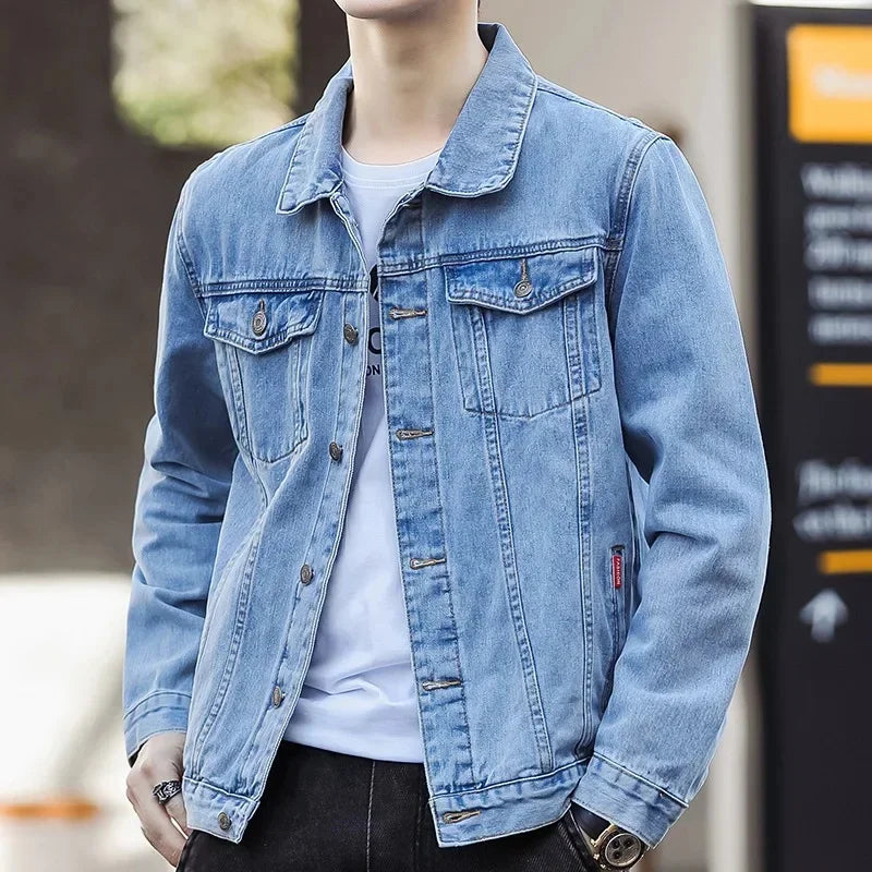 Men's Relaxed Denim Trucker Jacket – Casual Button-Front Layer