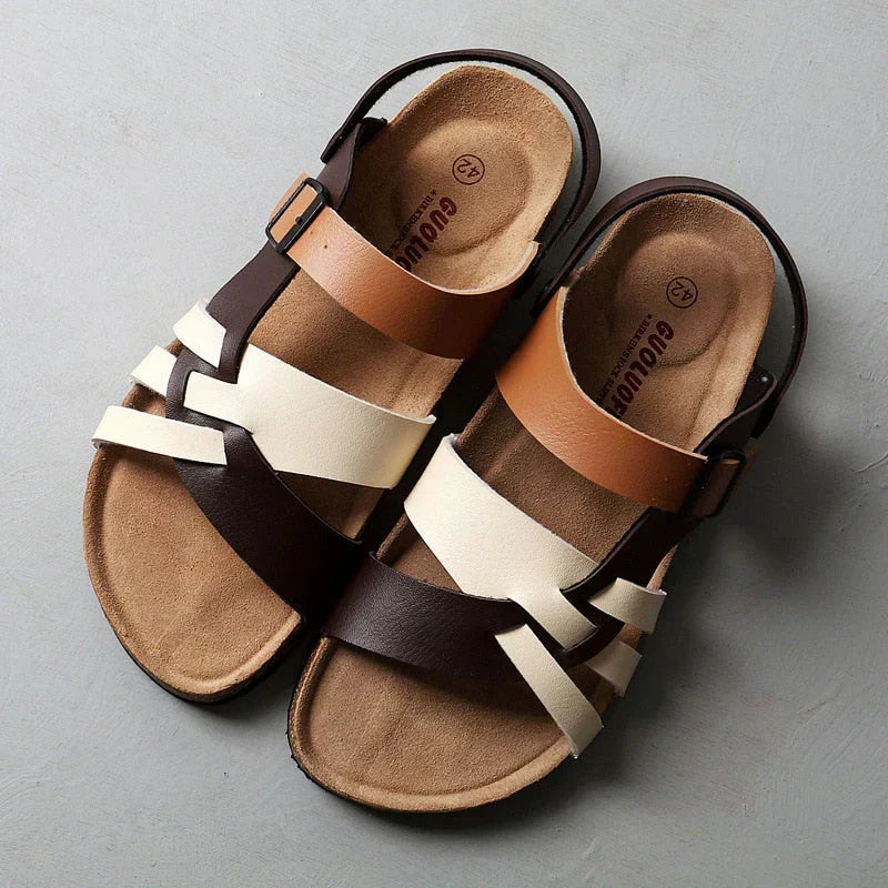 Men's Strappy Slingback Sandals – Adjustable Buckle Open-Toe Design
