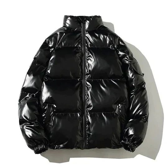 Men's Metallic Hooded Puffer Jacket – Windproof Waterproof Winter Layer