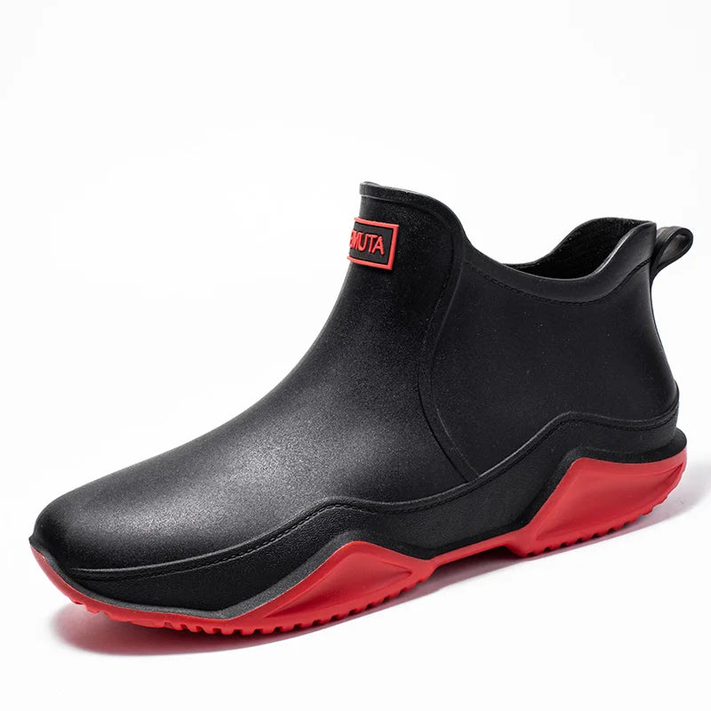 Men's Waterproof Ankle Rain Boots – Slip-On Outdoor Shoes