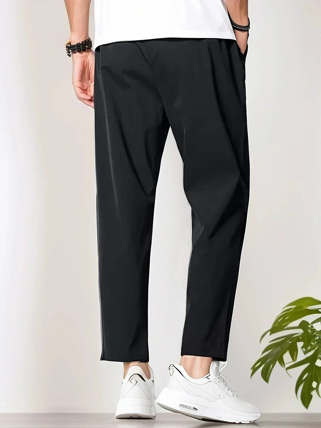 Men's Relaxed Tapered Cropped Trousers – Lightweight Casual Pants