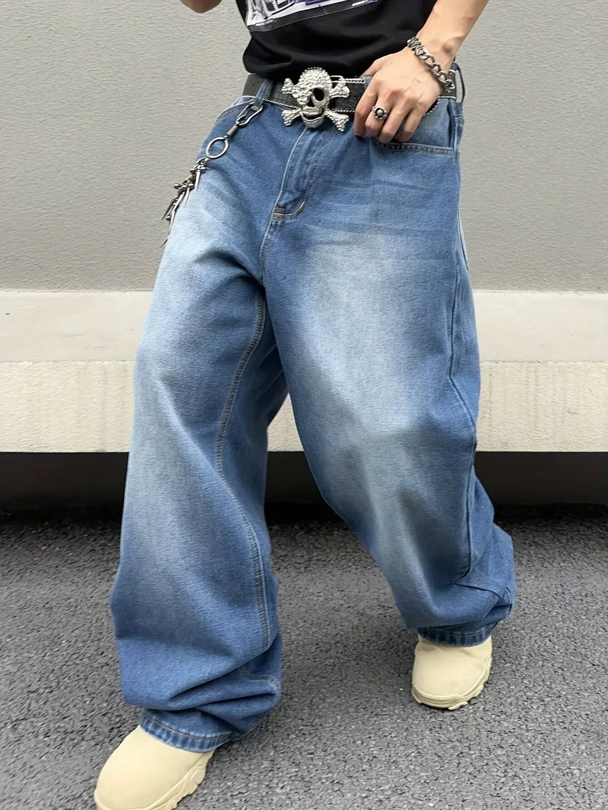 Men's Baggy Streetwear Jeans – Relaxed Wide-Leg Denim