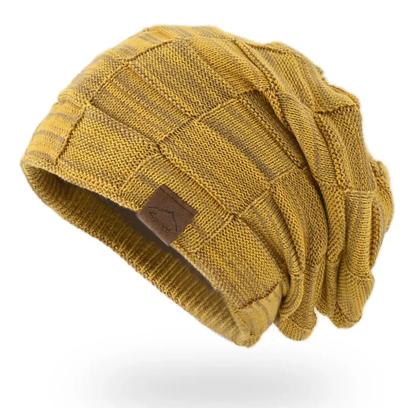 Unisex Textured Slouchy Knit Beanie – Stretch Winter Hat