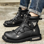 Men's Waterproof Plush-Lined Snow Boots – Front-Zip Lace-Up Ankle Boots