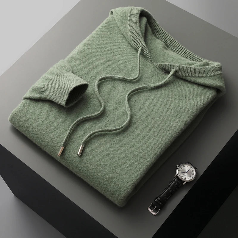 Men's Knitted Hoodie – Relaxed Drawstring Pullover
