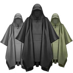 Men's Waterproof Hooded Rain Poncho – Packable Windproof Outdoor Hiking