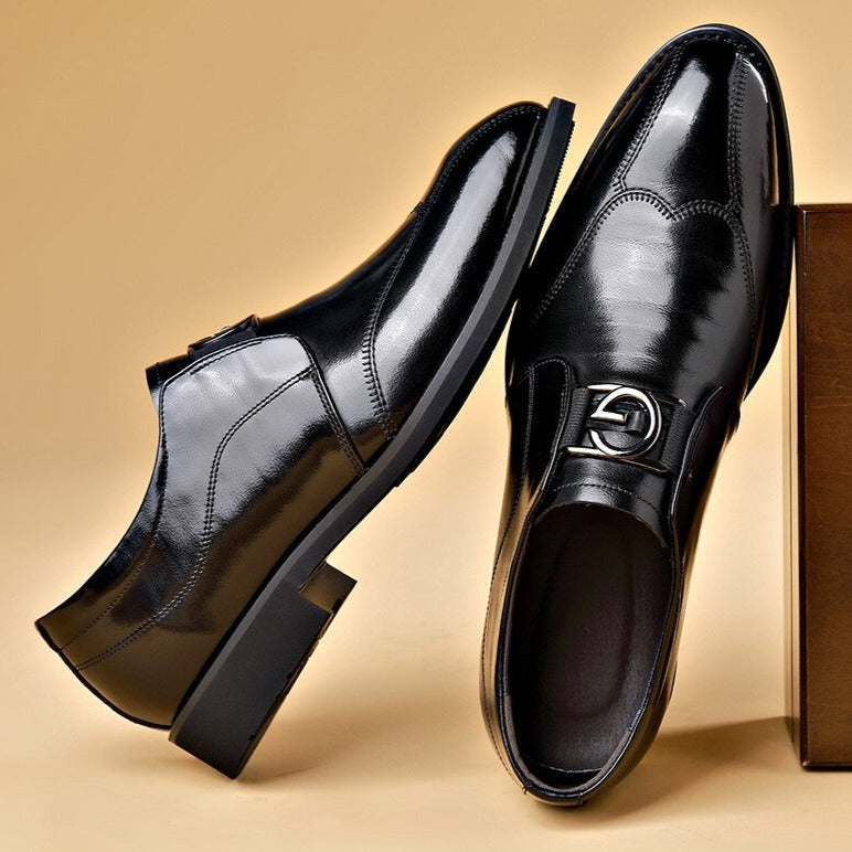 Men's leather-look Monk Strap Shoes – Polished Buckle Dress Shoes