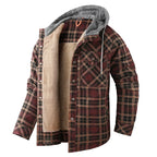 Men's Hooded Fleece-Lined Plaid Shirt Jacket