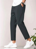 Men's Relaxed Tapered Cropped Trousers – Lightweight Casual Pants
