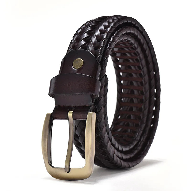 Men's Woven leather-look Belt – Braided Vintage Accessory