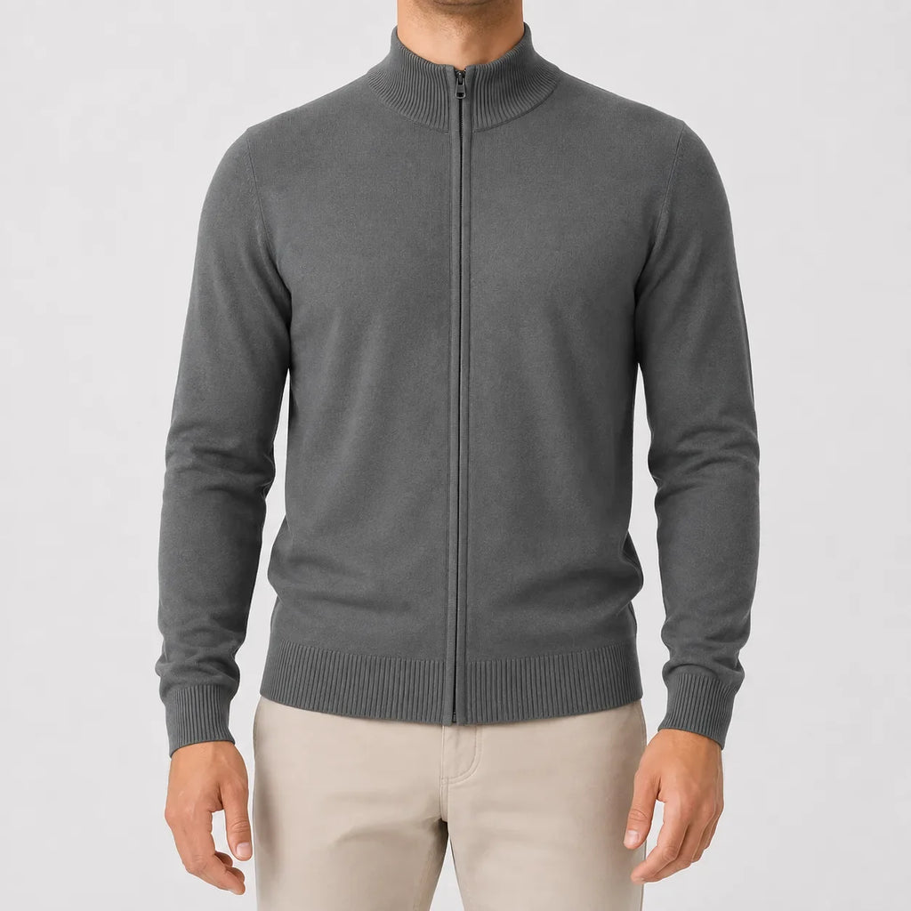 Men's Cardigan with Stand Collar