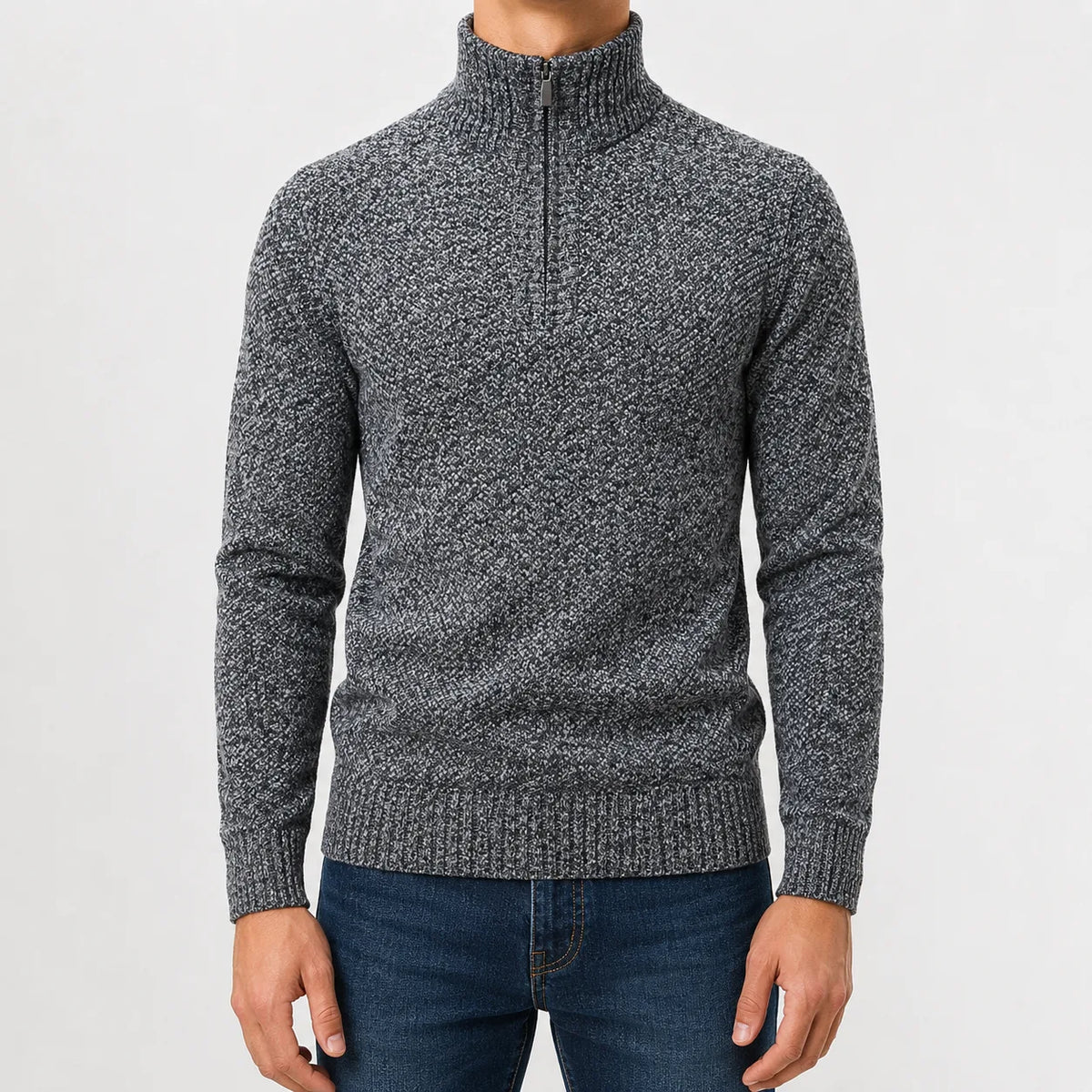 Men's Zip-up Jumper with Mock Neck – Style 3