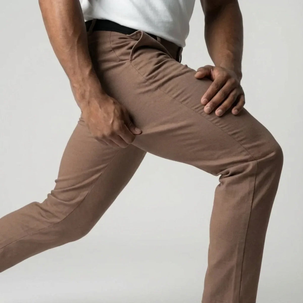 Men's Slim Fit Chinos with Elastic Waist
