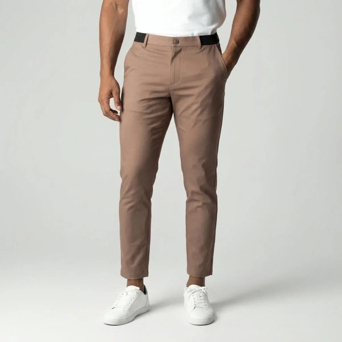 Men's Slim Fit Chinos with Elastic Waist