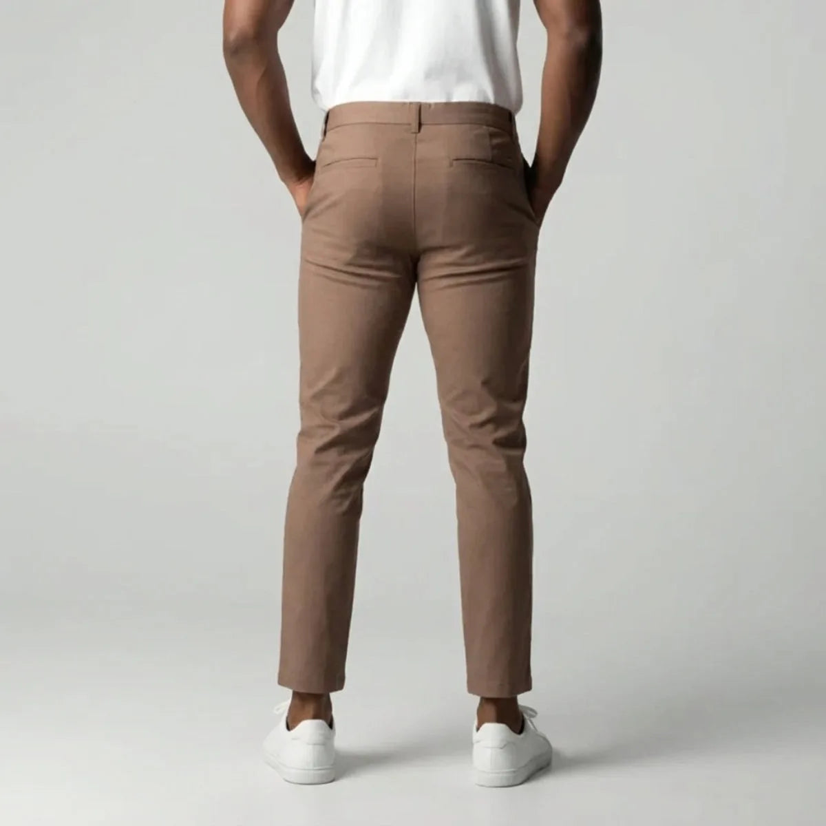 Men's Slim Fit Chinos with Elastic Waist