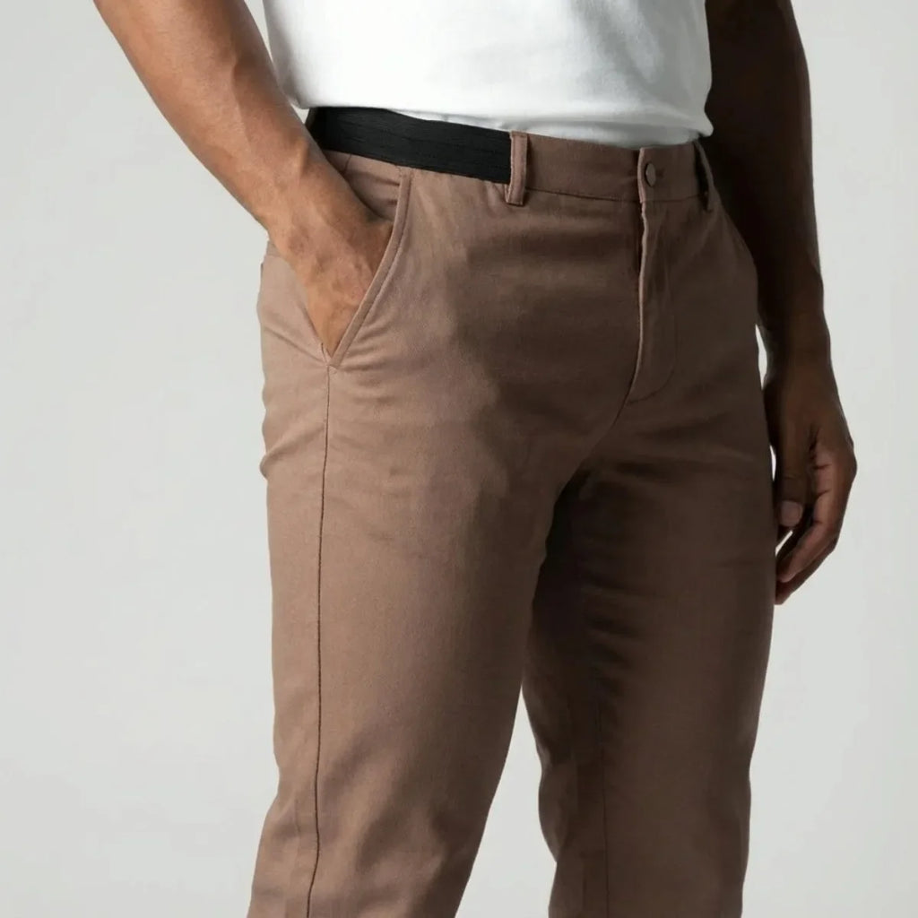 Men's Slim Fit Chinos with Elastic Waist