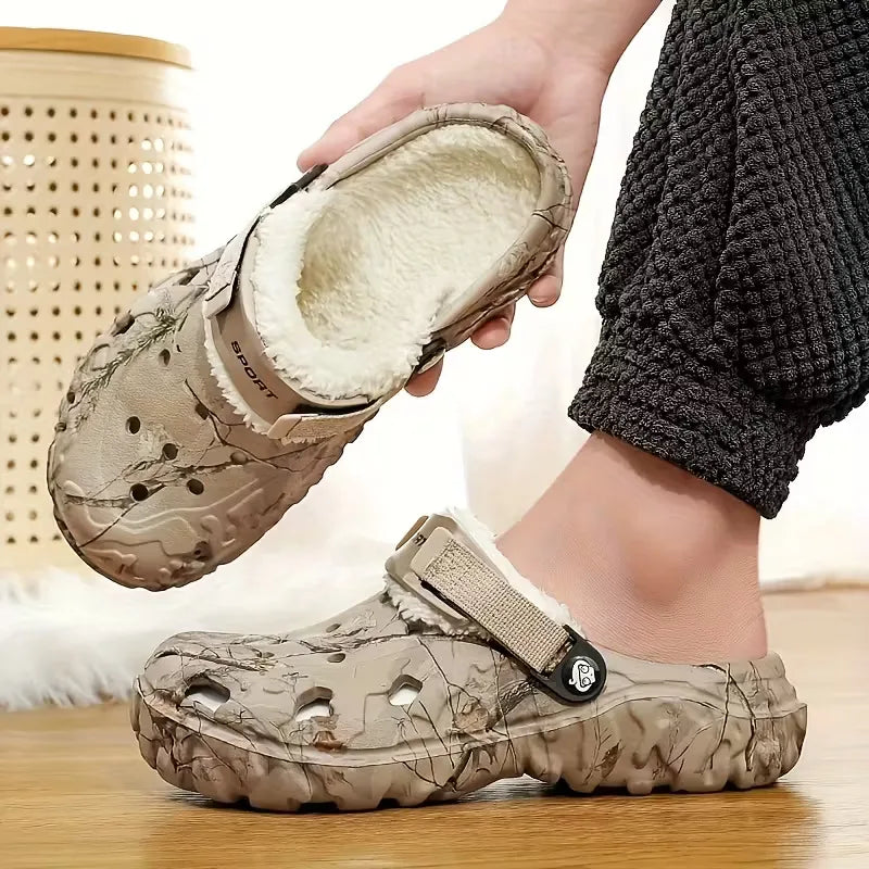 Men's Lined Slippers with Adjustable Strap