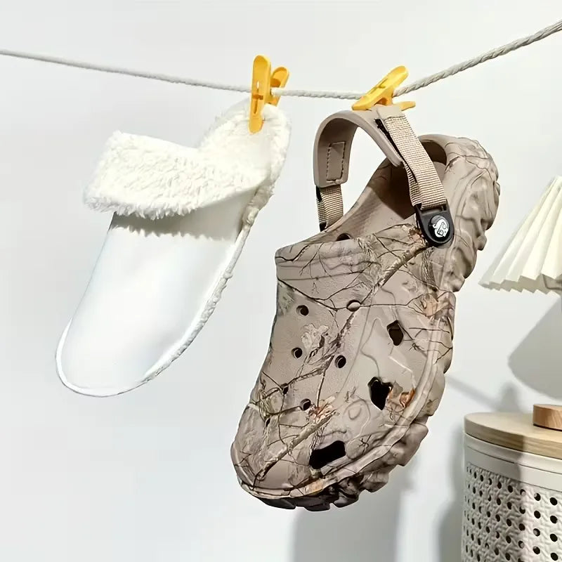 Men's Lined Slippers with Adjustable Strap