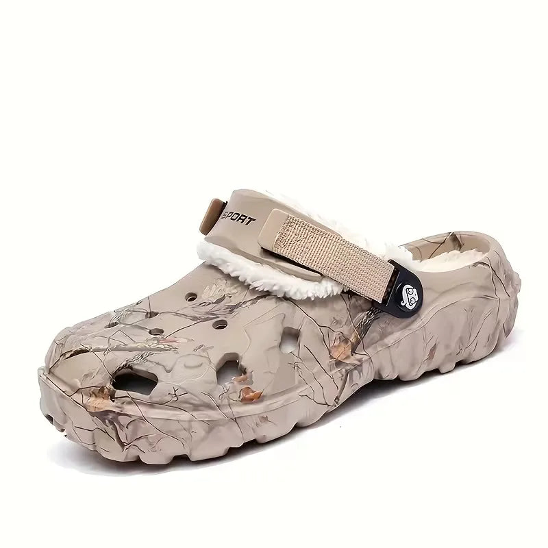 Men's Lined Slippers with Adjustable Strap