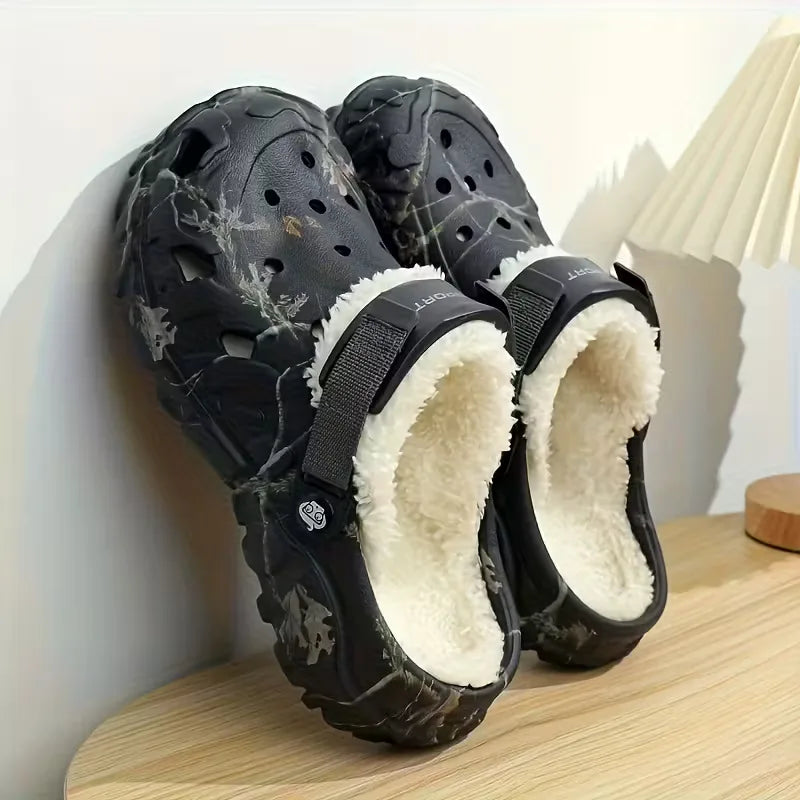 Men's Lined Slippers with Adjustable Strap