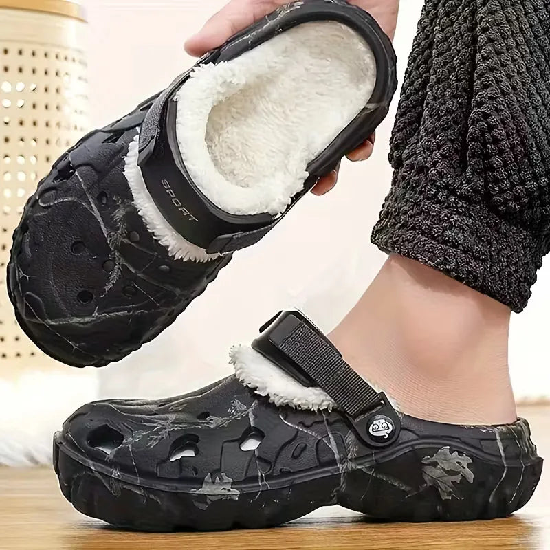 Men's Lined Slippers with Adjustable Strap