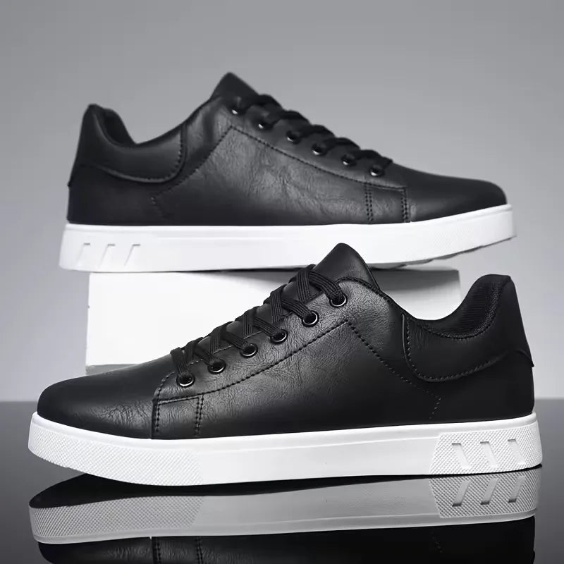 Men's Faux Leather Lace-Up Trainers