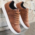 Men's Faux Leather Lace-Up Trainers