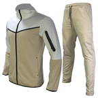 Men's Wind-Resistant Tracksuit Set – Hooded Zip-Up Jacket and Tapered